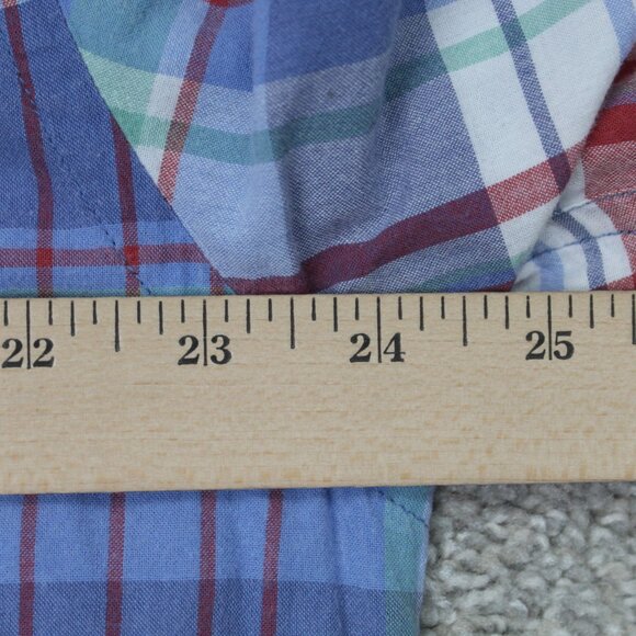 Brooks Brothers Regent Shirt Men Large Blue/Red Plaid Cotton Short Sleeve Button - Picture 10 of 12